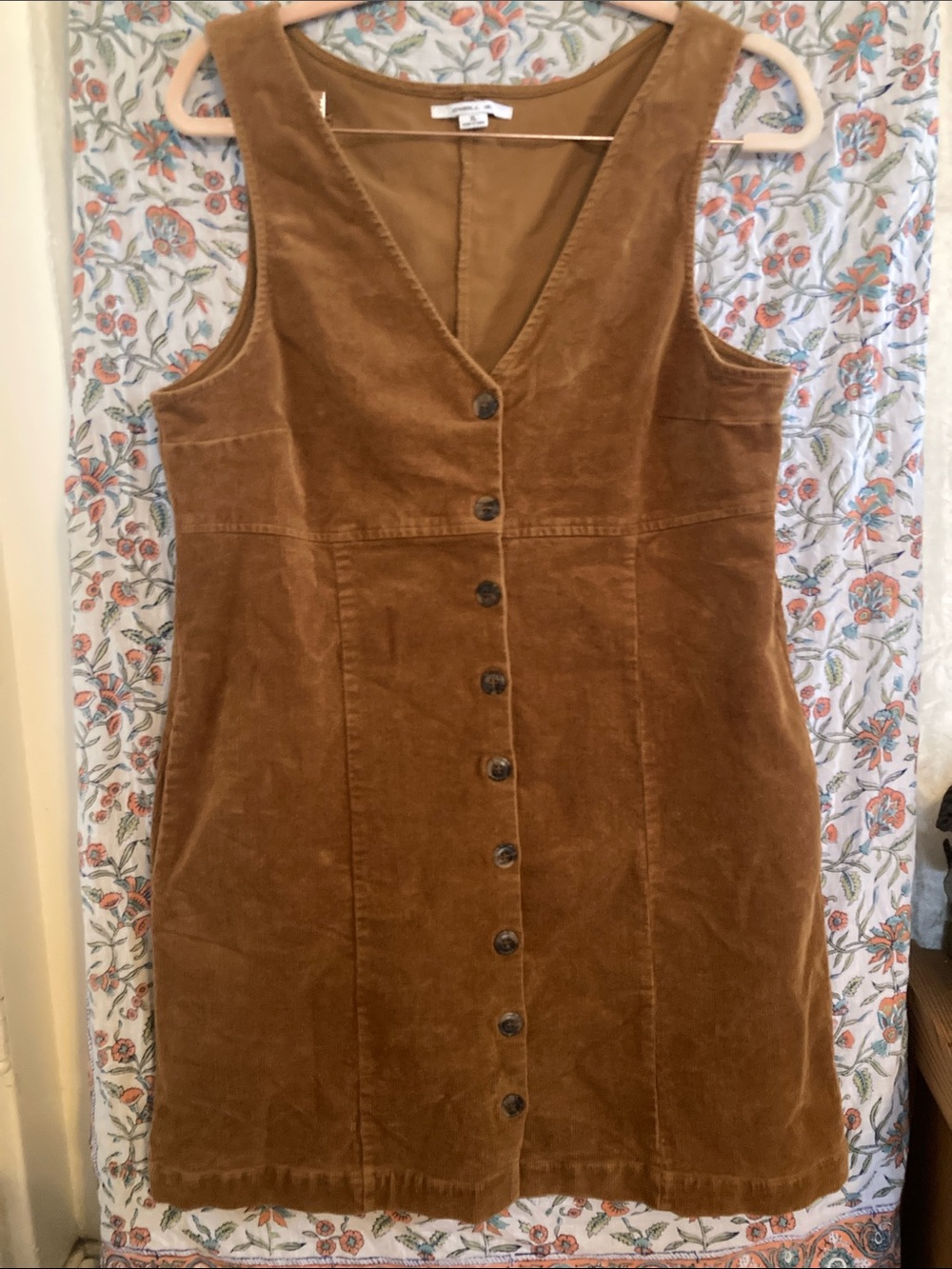 O'Neill Chestnut Brown Corduroy Button-Front Mini Dress